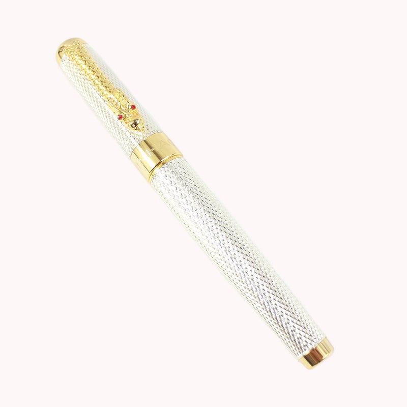 Gullor 1200 Golden Dragon Red Crystal Eyes Rollerball Pen (Silver and golden) - Image 1